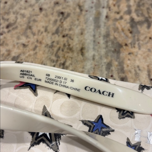 Coach Abigail Womans Starry Flip Flops - Cream and Blue - Picture 6 of 8